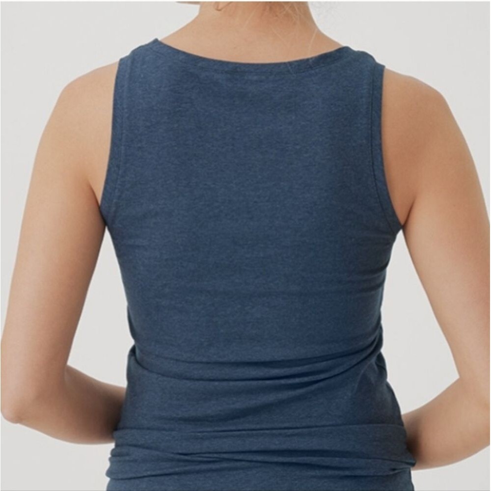 🎈Pact Cool Stretch Fitted French Navy Blue Heather Tank Top - Picture 4 of 10